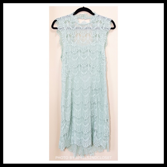 FREE PEOPLE CROCHET LACE MINI SLIP DRESS A3C - Picture 6 of 8